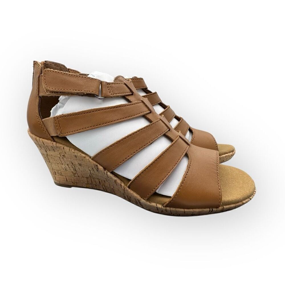 NWT Rockport Womens Briah Gladiator Wedge Sandal Tan Size 7.5 - Picture 2 of 16